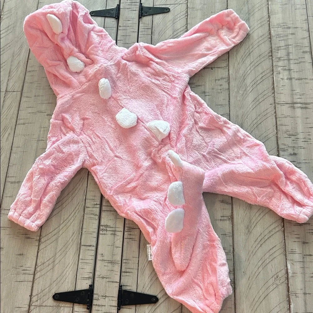 Onesie Sleeper Pink Dinosaur Hoodie Sleeper with A Tail 2 Zipper Pulls Very Soft